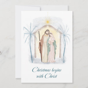 Tarjeta Festiva Navidades acuarelas Natividad Fiesta religiosa C