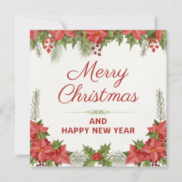 Tarjeta Festiva Navidades acuarelas y feliz año nuevo