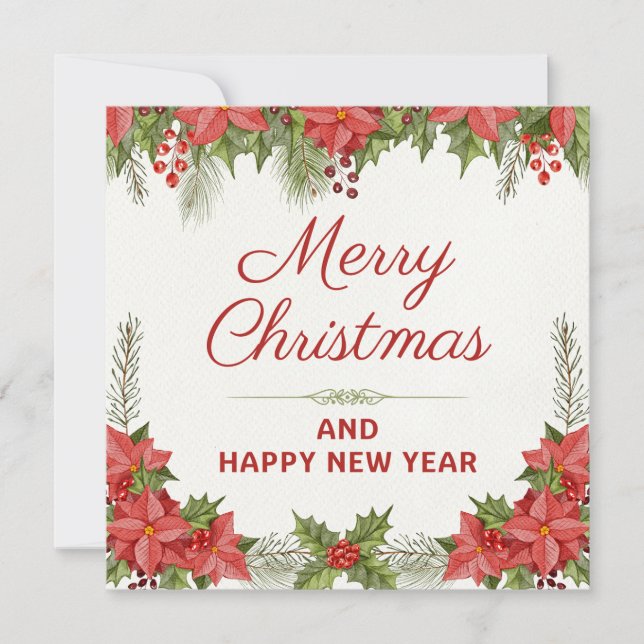 Tarjeta Festiva Navidades acuarelas y feliz año nuevo (Anverso)