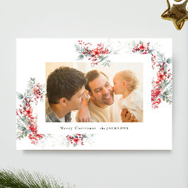 Tarjeta Festiva navidades acuáticos clásicos marco botánico