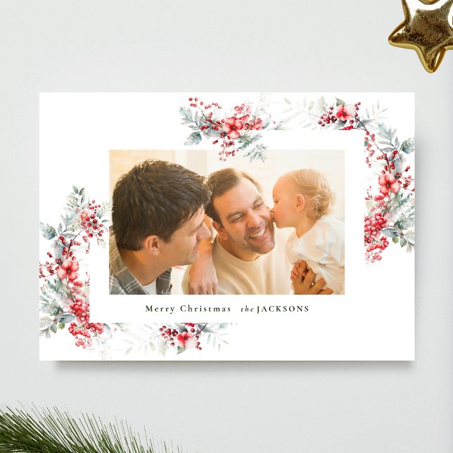 Tarjeta Festiva navidades acuáticos clásicos marco botánico (Subido por el creador)