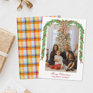 Tarjeta Festiva Navidades acuáticos fotografian Bow Garland