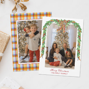 Tarjeta Festiva Navidades acuáticos fotografian Bow Garland