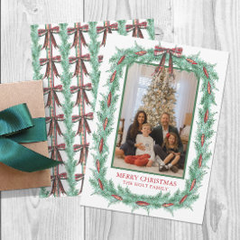 Tarjeta Festiva Navidades acuáticos fotografian Bow Garland