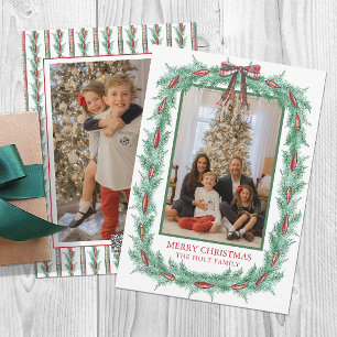 Tarjeta Festiva Navidades acuáticos fotografian Bow Garland