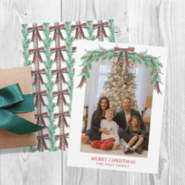 Tarjeta Festiva Navidades acuáticos fotografian Bow Garland
