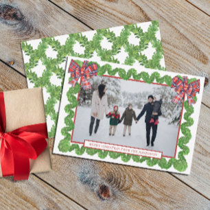 Tarjeta Festiva Navidades acuáticos fotografian Bow Garland