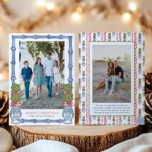 Tarjeta Festiva Navidades acuáticos Topiary Bamboo Photo