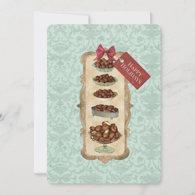 Tarjeta Festiva Navidades adamascados de chocolate blanco (Anverso)