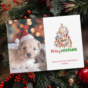 Tarjeta Festiva Navidades adorables perro merry Woofmas Mascota fo