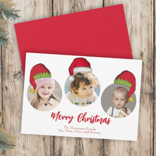 Tarjeta Festiva Navidades adoran a Santa Elf Funny Whimsical 3 Fot