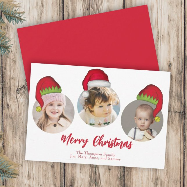 Tarjeta Festiva Navidades adoran a Santa Elf Funny Whimsical 3 Fot (Subido por el creador)