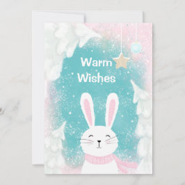 Tarjeta Festiva Navidades adoran conejito rosa y menta