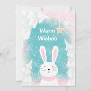 Tarjeta Festiva Navidades adoran conejito rosa y menta