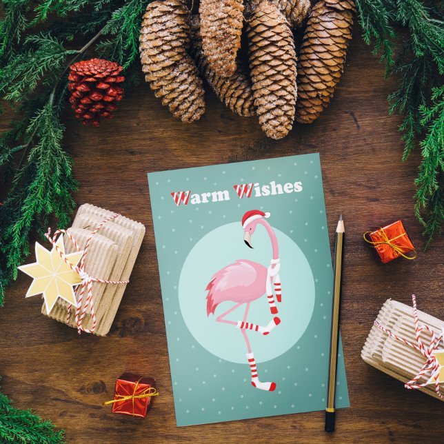 Tarjeta Festiva Navidades adoran flamenco rosado (Subido por el creador)