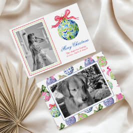 Tarjeta Festiva Navidades adormidera baubles ornamentos foto festi