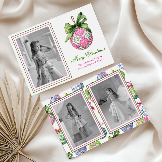 Tarjeta Festiva Navidades adormidera baubles ornamentos foto festi (Subido por el creador)