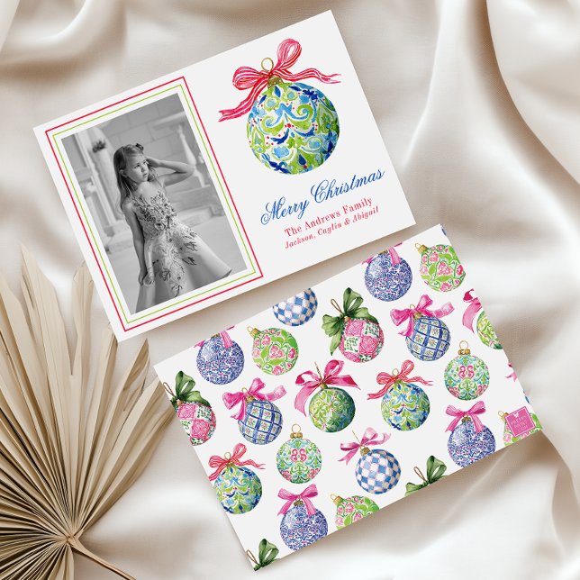 Tarjeta Festiva Navidades adormidera baubles ornamentos foto festi (Subido por el creador)