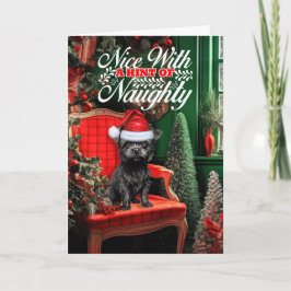 Tarjeta Festiva Navidades Affenpinscher Dog Naughty o Nice