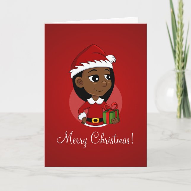 Tarjeta Festiva Navidades afroamericanos chica personalizado Holid (Anverso)