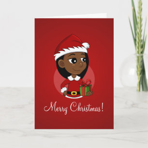 Tarjeta Festiva Navidades afroamericanos chica personalizado Holid