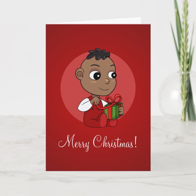 Tarjeta Festiva Navidades afroamericanos de cariño personalizado (Anverso)