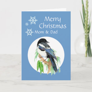 Tarjeta Festiva Navidades agarran a mamá papá Ave Jardín