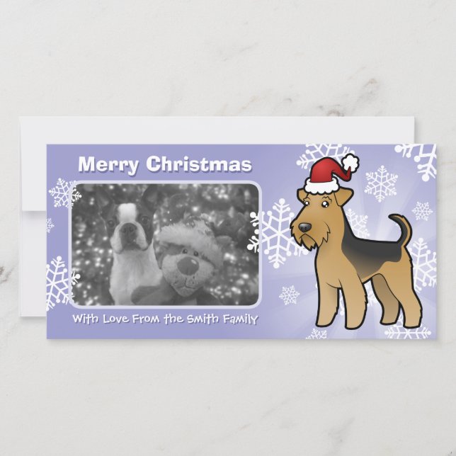 Tarjeta Festiva Navidades Airedale Terrier / Welsh Terrier (Anverso)