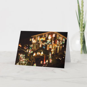 Tarjeta Festiva Navidades al aire libre alumbrado y decoración