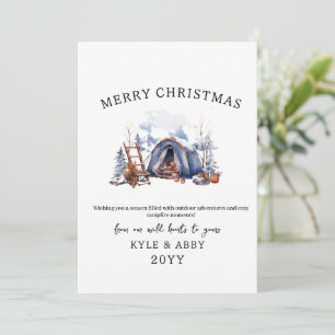 Tarjeta Festiva Navidades al aire libre del bosque Watercolor Wint