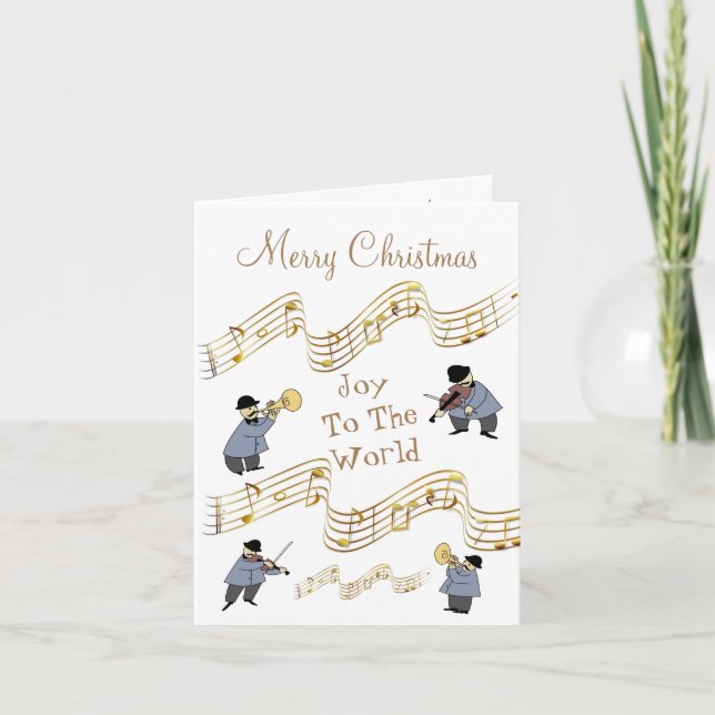 Tarjeta Festiva Navidades Alegran A Los Instrumentos De World Musi (Anverso)