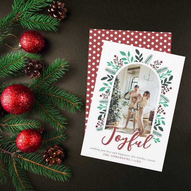 Tarjeta Festiva Navidades alegres Arch Berries Foliage Photo (Subido por el creador)