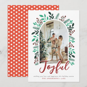 Tarjeta Festiva Navidades alegres Arch Berries Foliage Photo