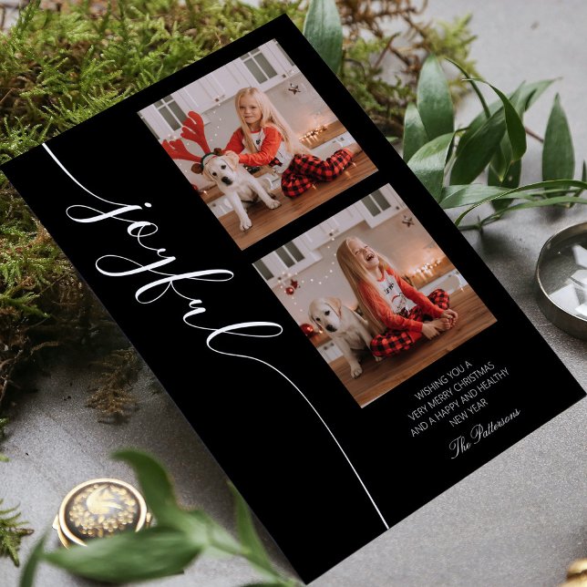 Tarjeta Festiva Navidades alegres caligrafía guión foto (Subido por el creador)