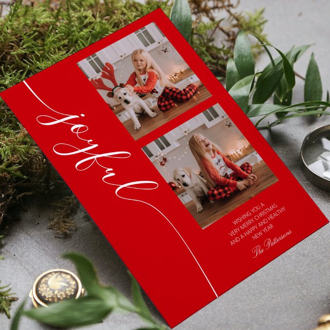 Tarjeta Festiva Navidades alegres caligrafía guión foto (Subido por el creador)