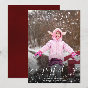 Tarjeta Festiva Navidades alegres con estrellas festivas foto roja