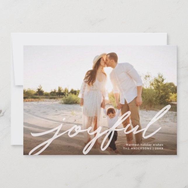 Tarjeta Festiva Navidades alegres con moderno guión manuscrito (Anverso)