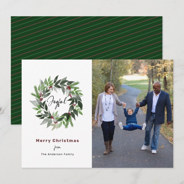 Tarjeta Festiva Navidades alegres escribieron una foto mínima (Anverso / Reverso)