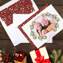 Tarjeta Festiva Navidades alegres Foto Mistletoe