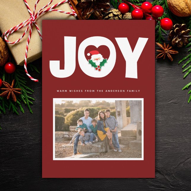 Tarjeta Festiva Navidades Alegría y Holly Berries Foto de la famil (Subido por el creador)