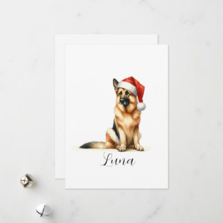 Tarjeta Festiva Navidades Alemán Pastor Perro Santa Hat