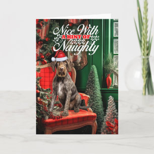 Tarjeta Festiva Navidades Alemán Wirehair Puntero travieso o agrad