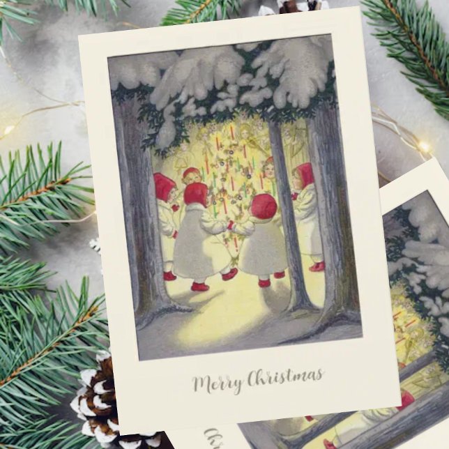 Tarjeta Festiva Navidades alemanes añaden ángeles a los bosques (Subido por el creador)
