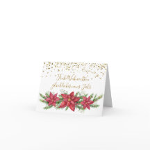 Navidades alemanes, Poinsettia, pino, confetti dor