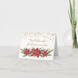 Tarjeta Festiva Navidades alemanes, Poinsettia, pino, confetti dor