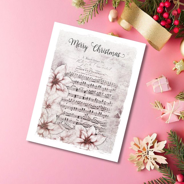 Tarjeta Festiva Navidades alemanes Poinsettias Vintage (Subido por el creador)