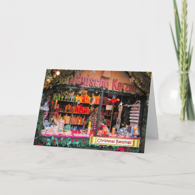 Tarjeta Festiva Navidades alemanes, velas iluminan a Navidades (Anverso)