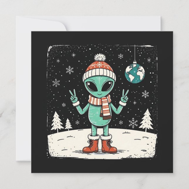 Tarjeta Festiva Navidades Alien (Anverso)