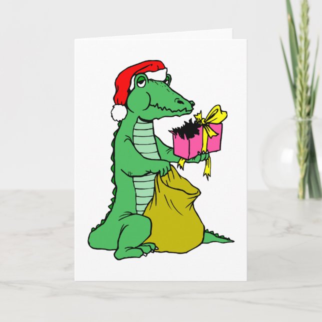 Tarjeta Festiva Navidades Alligator (Anverso)