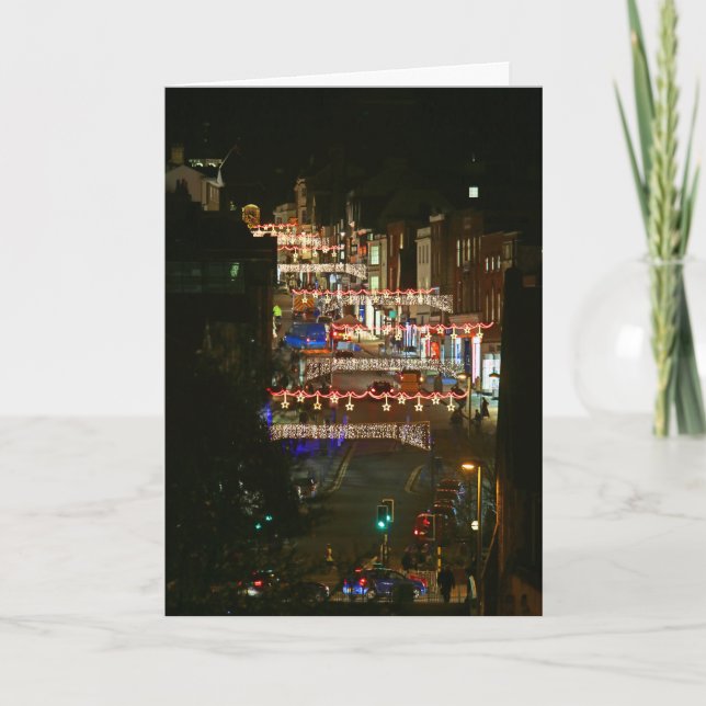 Tarjeta Festiva Navidades alumbran a Guildford (Anverso)